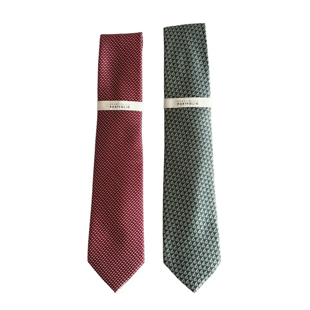 Perry Ellis Portfolio Men's Ties Lot of 2 Red Bartolle Mini & Green Mackin Geo